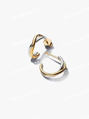 Organically Shaped Two-tone Open Hoop Earrings